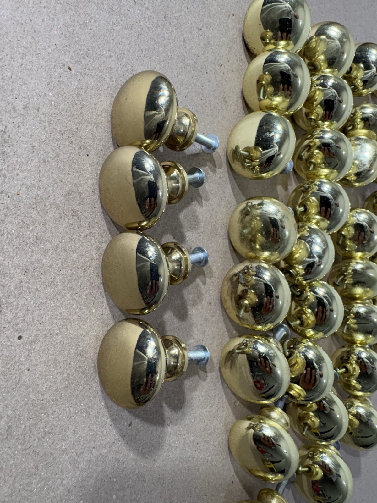 Vintage Brass Door Drawer Cabinet 1” Heavy Round Knob Lot W/Screws Furniture