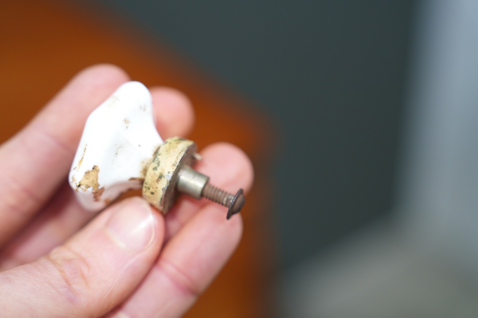 Vintage Dental Medical Cabinet Milk Glass Drawer Knob Pulls Hex Shape Hardware