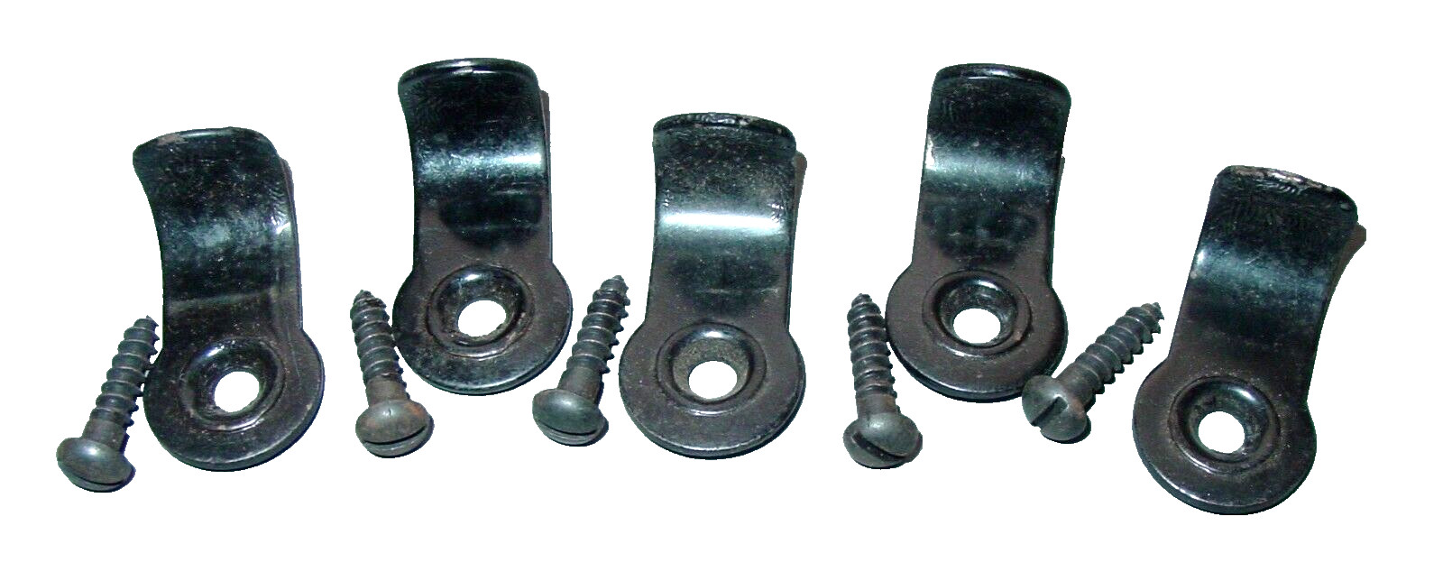 5 Vintage Window Sash Chain Holder Lift Pull Lot Antiqued Japanned Finish Lot