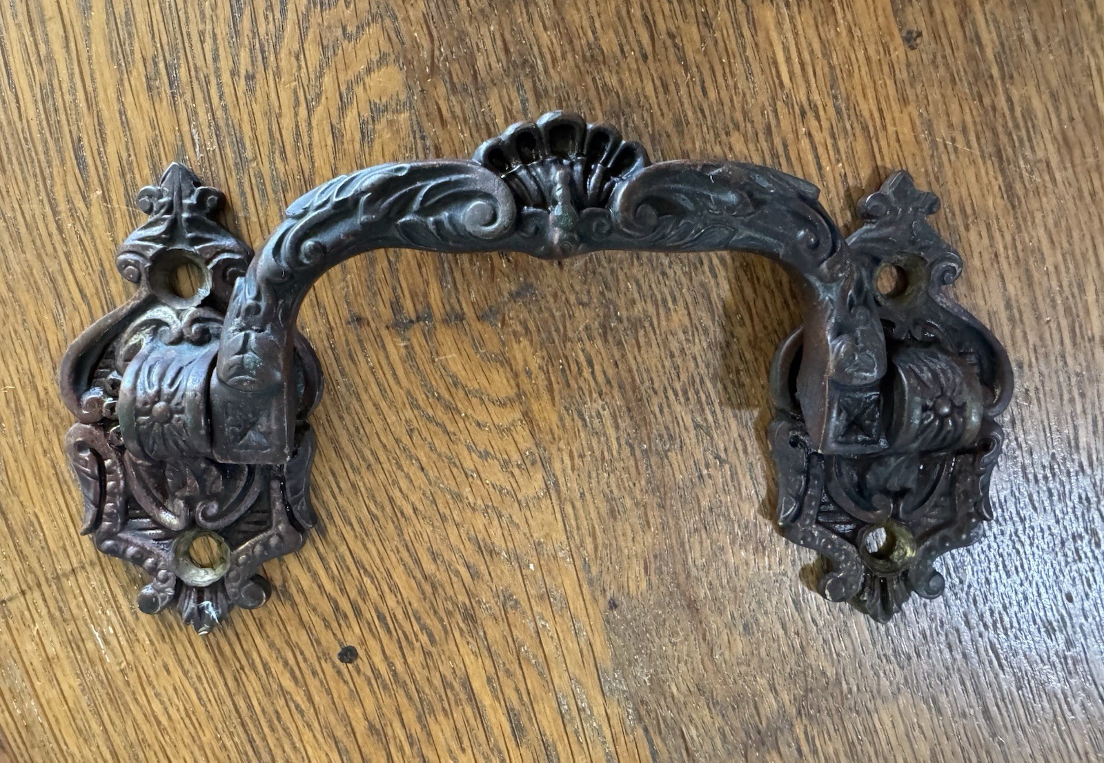 Antique French Drawer Pull L. PINET Brass Drawer Handle