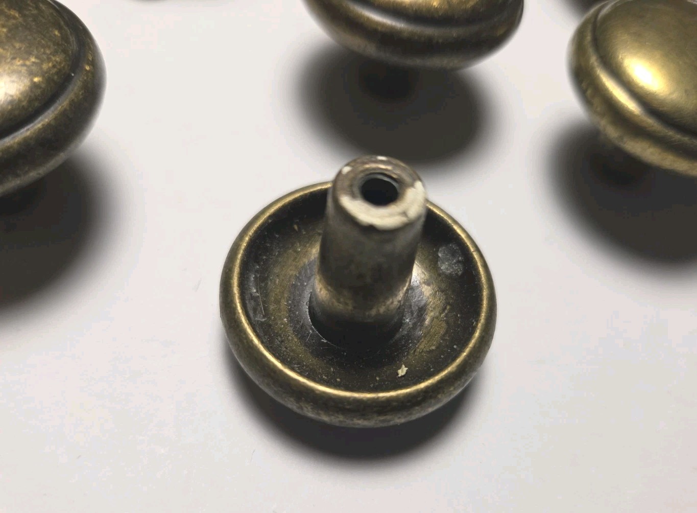 1960 Brass Cabinet Knob 1.25” Round Mushroom Drawer Pull (11 Avail)