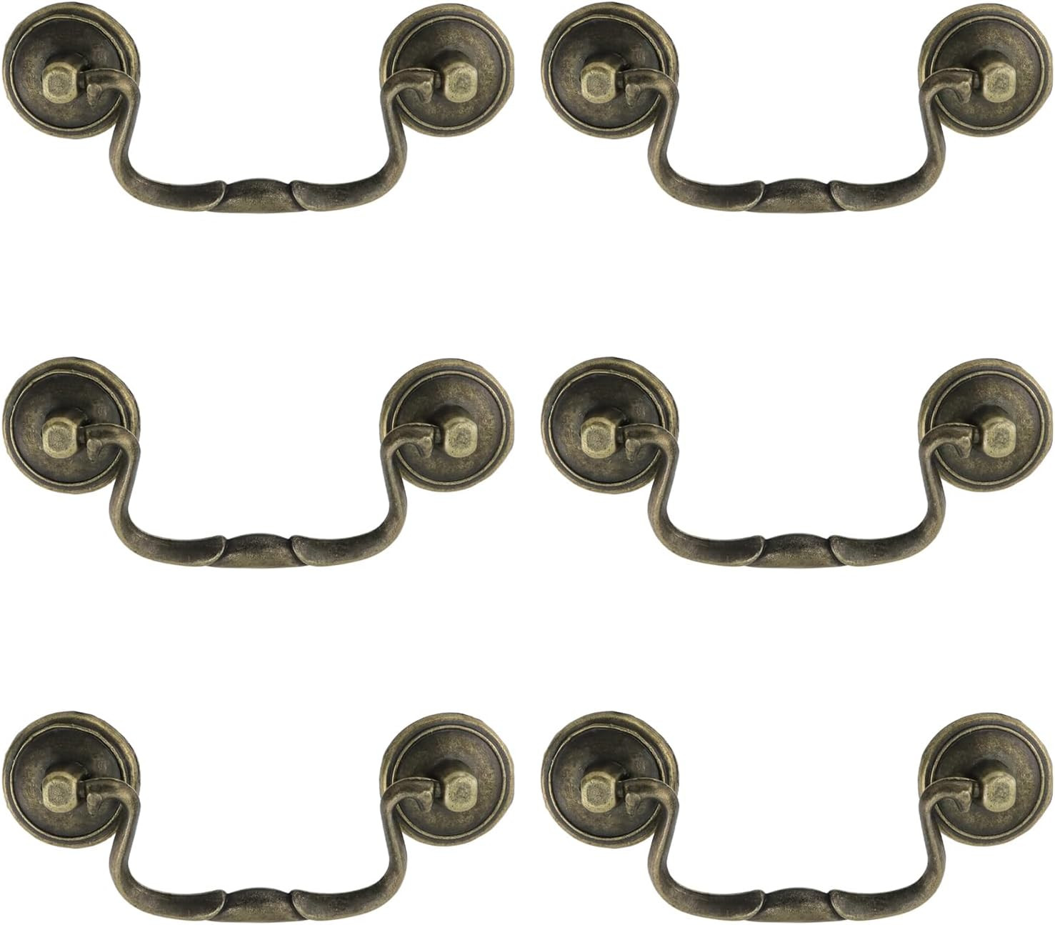 6 Pcs Antique Bail Handle Drop Pulls Vintage Bronze Drop Bail Drawer Pulls Cabin