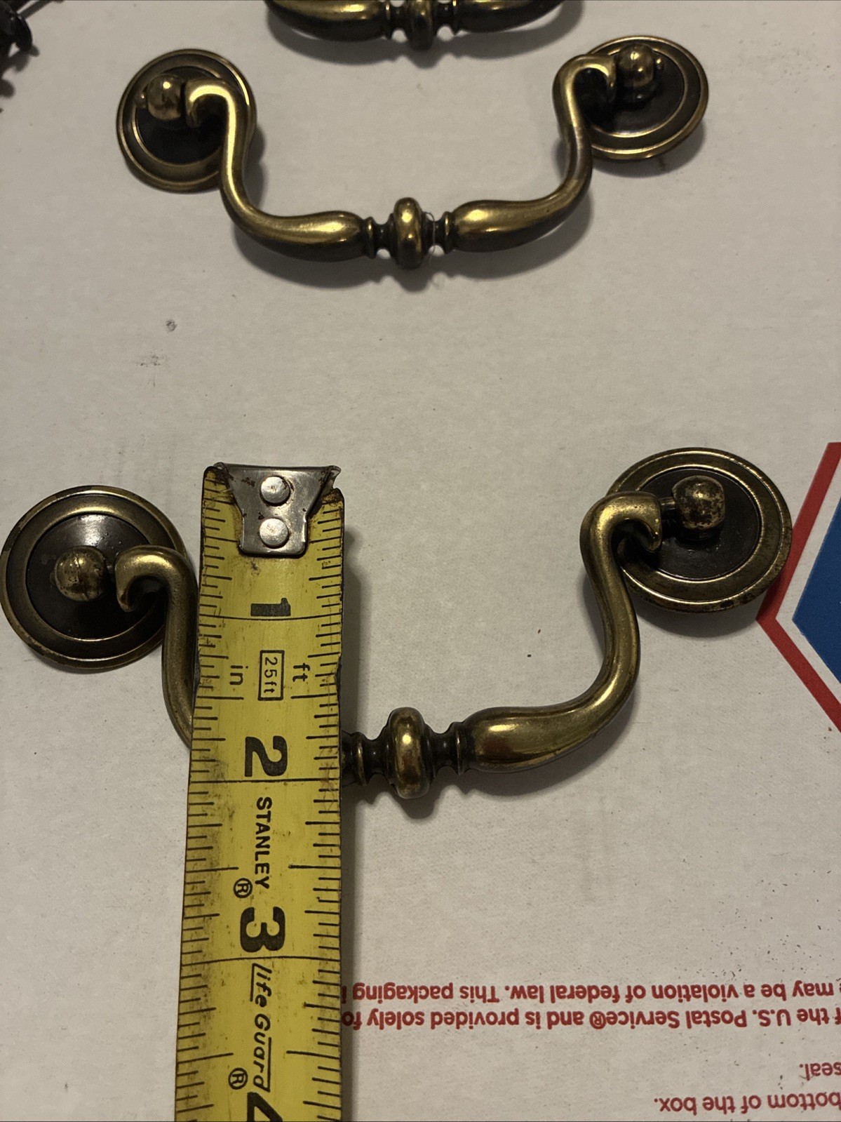 3pcsDrexel Esperanto Drawer Pull Tall Dresser Brass Vintage Drop Bail MCM Handle