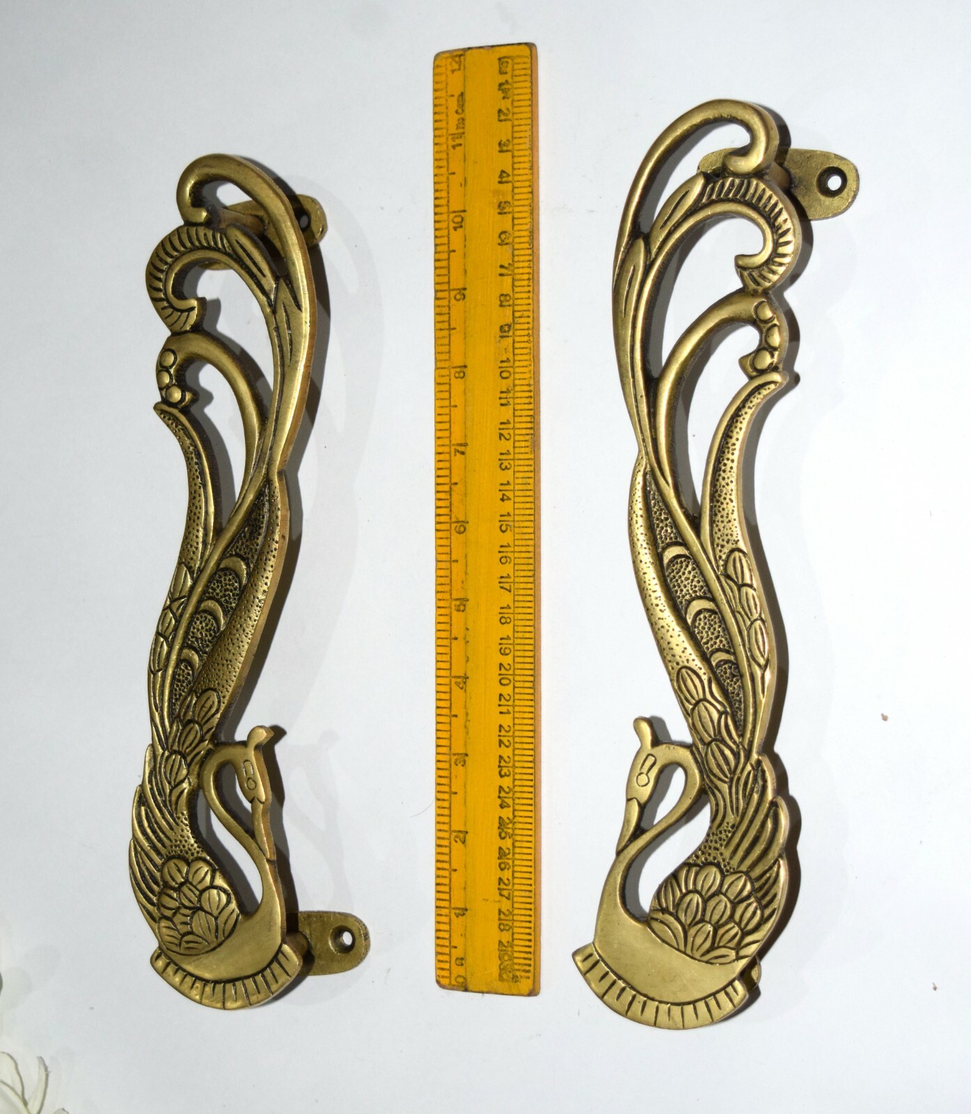 11” Inches Brass Bird Door Pull Set Peacock Design Exquisite Gate Handle GTX