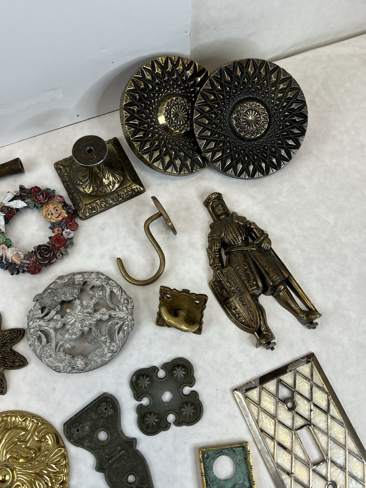 JUNK LOT of Antique Salvaged Brass Drawer Pull knobs – Steampunk art ideas!