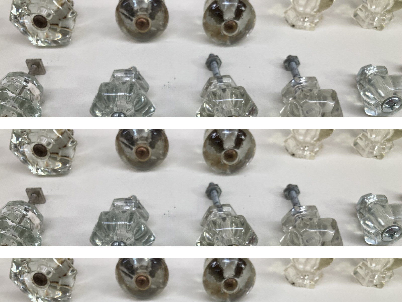 Vintage Lot 45 Salvage Glass Drawer Knobs Pulls Mixed Sizes, Shapes and Colors