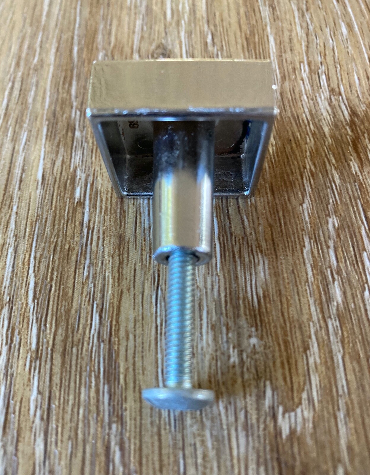 4 Vintage Shiny Chrome 1 inch Square Cabinet Pull Knobs
