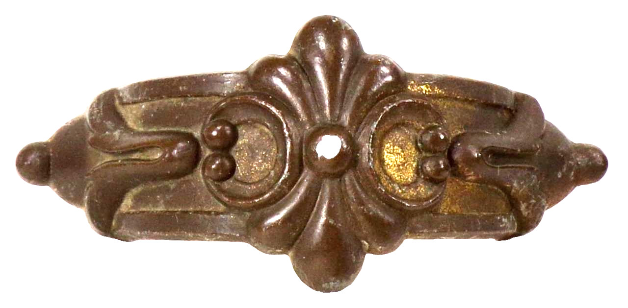 3 Art Deco Drawer Pulls Pot Metal Gold Paint Fleur de Lis Dresser Vanity VTG #5