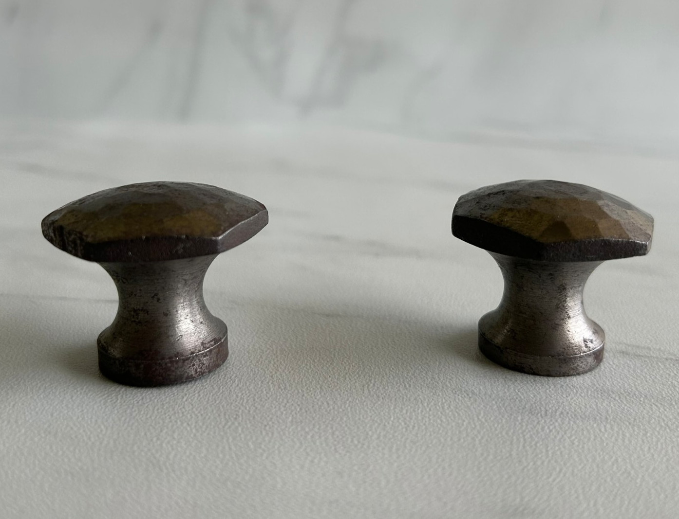 Vintage Cast Iron Hexagon Shape Self Design Cabinet Drawer Knob Pull Handles 2x