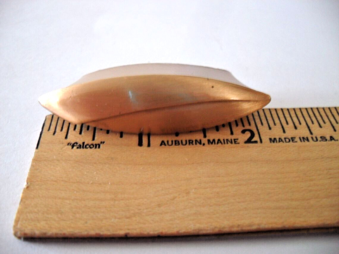 Vintage Nos Satin Brass Drawer Knob 1/2″x2-1/8″ Eye Shaped Cabinet Pull Ajax