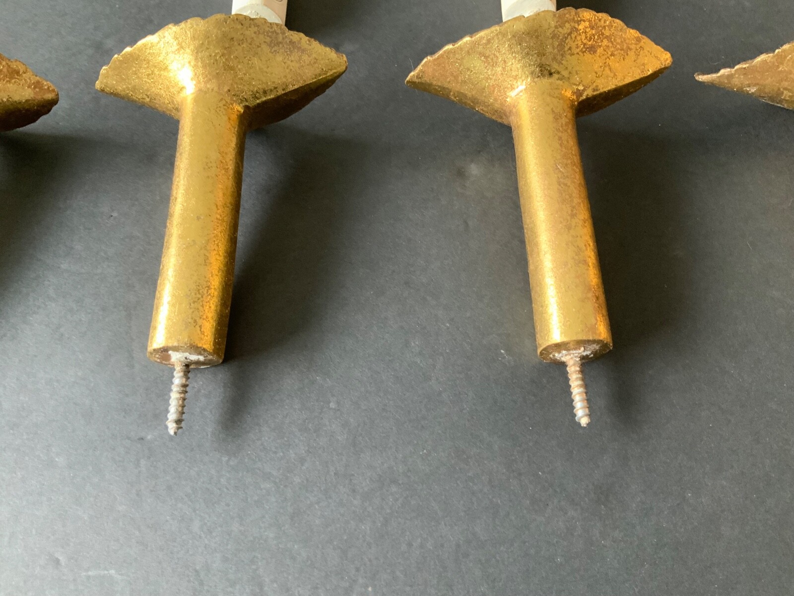 Set of Antique Painted Bin Dresser Drawer Pulls lot of 6 (4 gold 2 white)