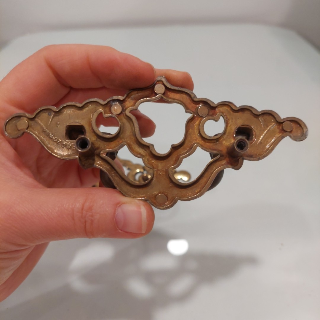Two Large Vintage Brass Ornate Drop Bail Handle Drawer Pull 5.25″ Wide