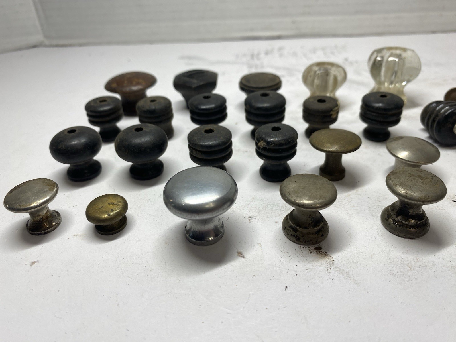 Vintage Lot Of 25 Various Mixed Material Pulls Knobs