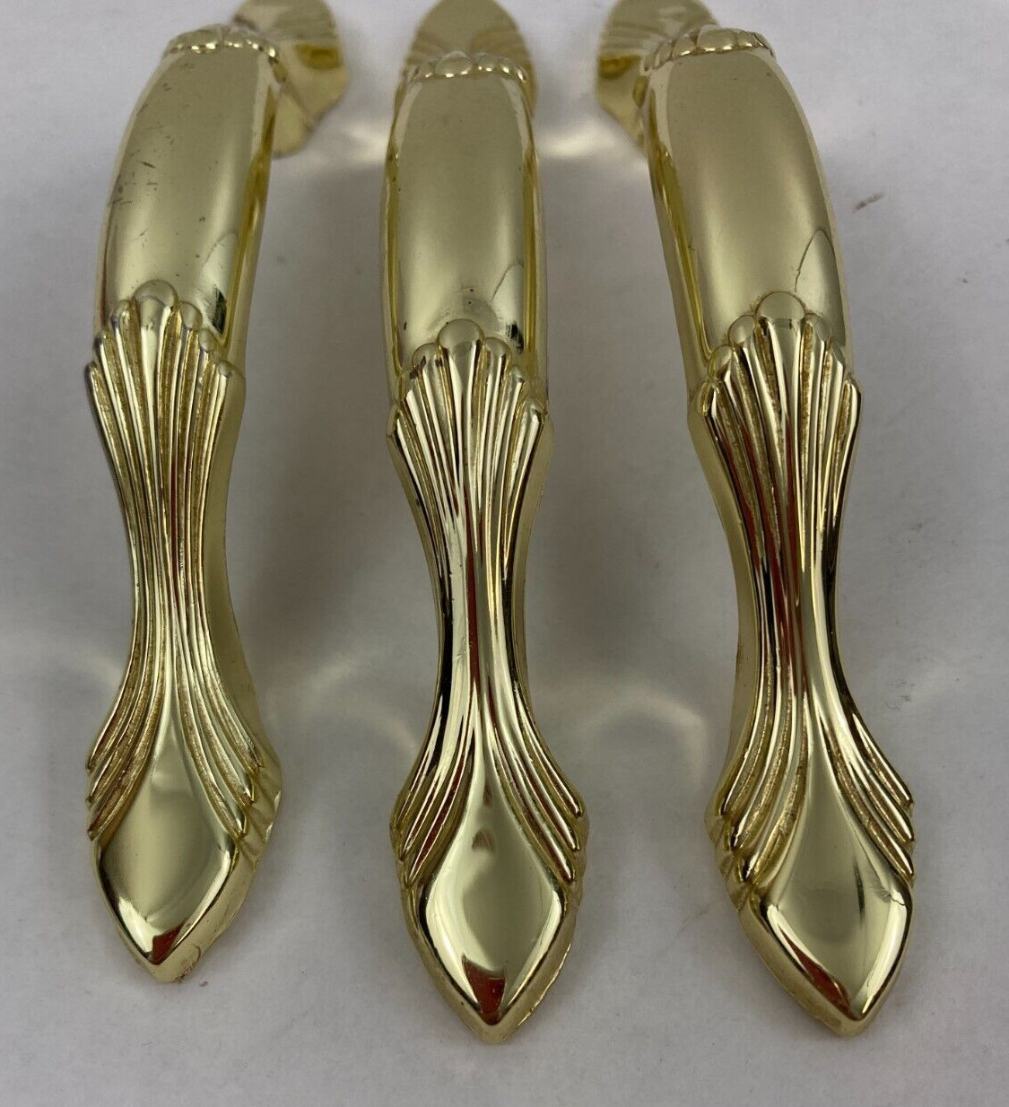 Polished Brass Drawer Pulls 3″ O.C. Preowned Lot of 3 Kitchen Bathroom