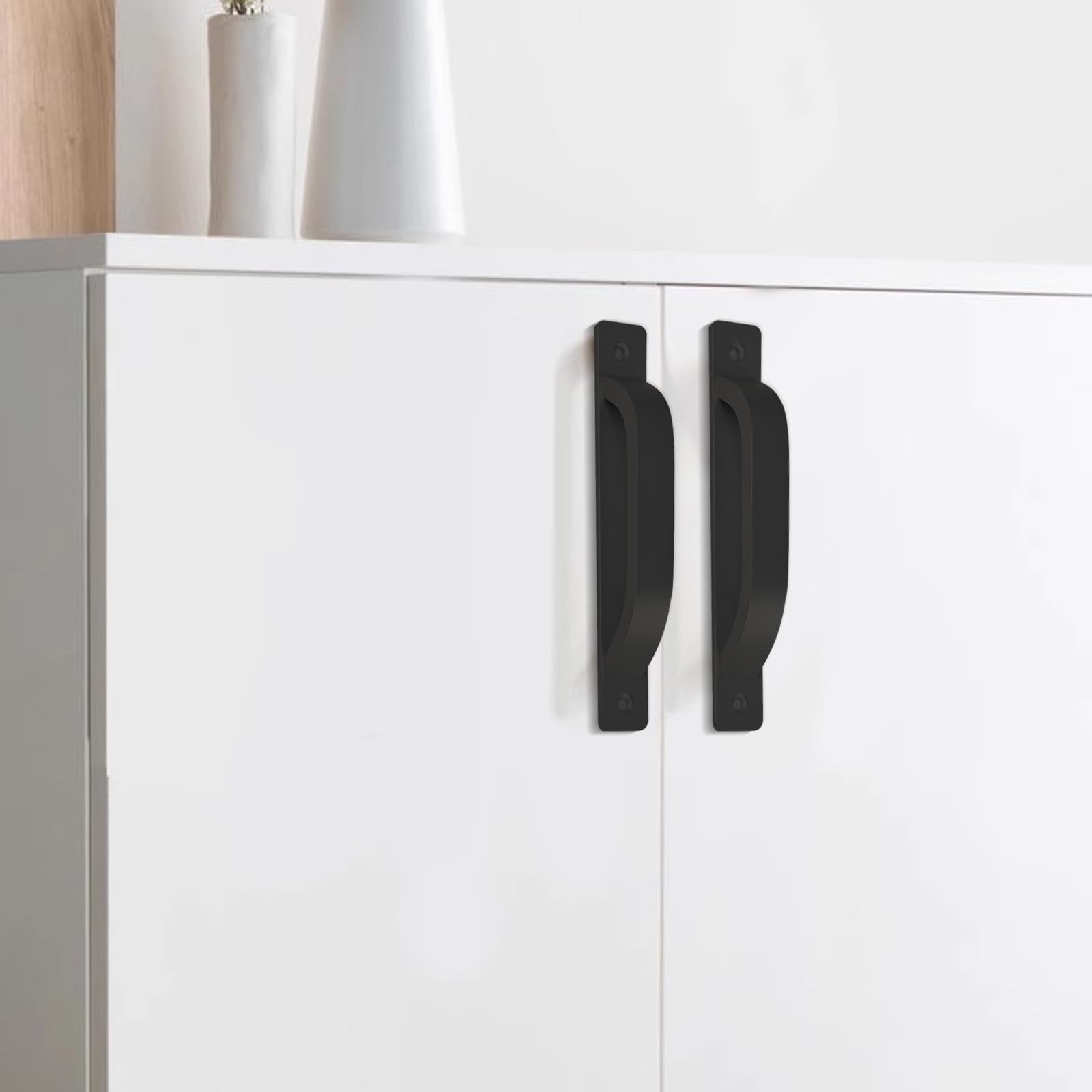 Dixiao 2Pcs 5inch/128mm Black Barn Door Handles, Cupboard Hardware Pull, Ward…