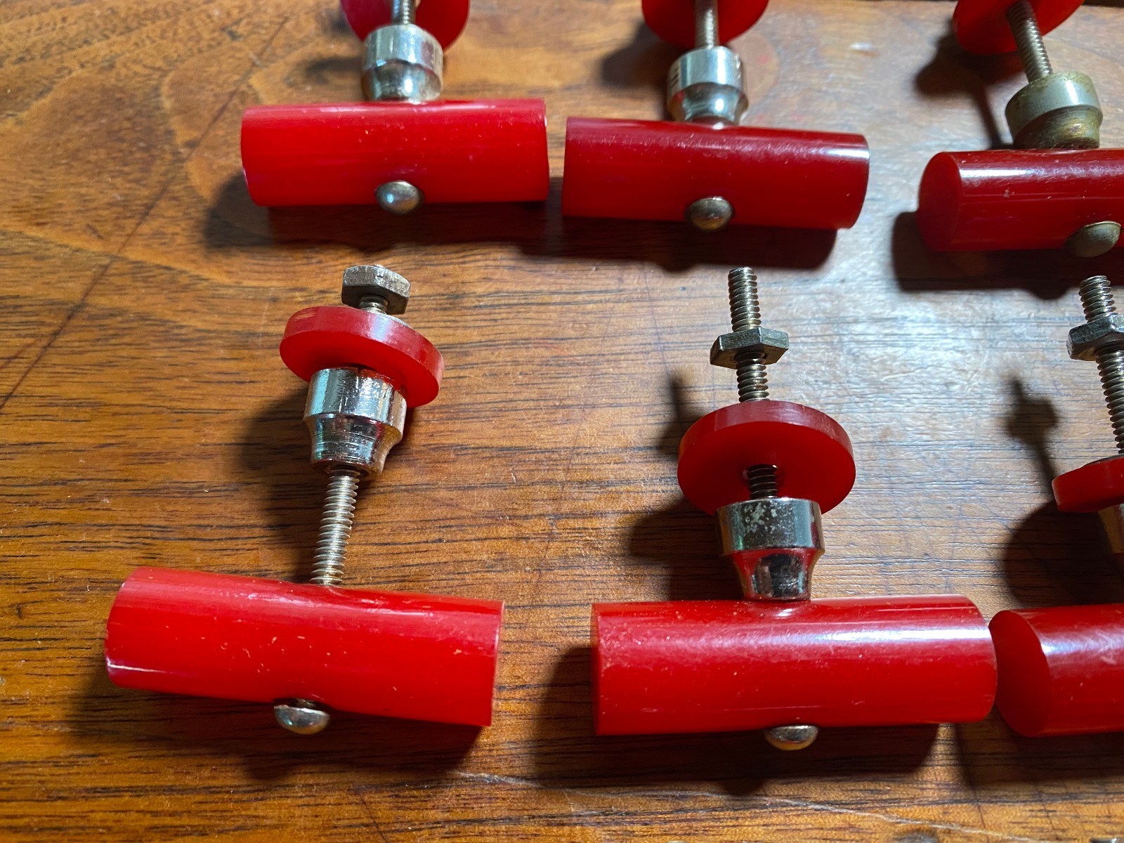17 Red Bakelite Knobs & 1 Drawer Pull-4”x1/2”
