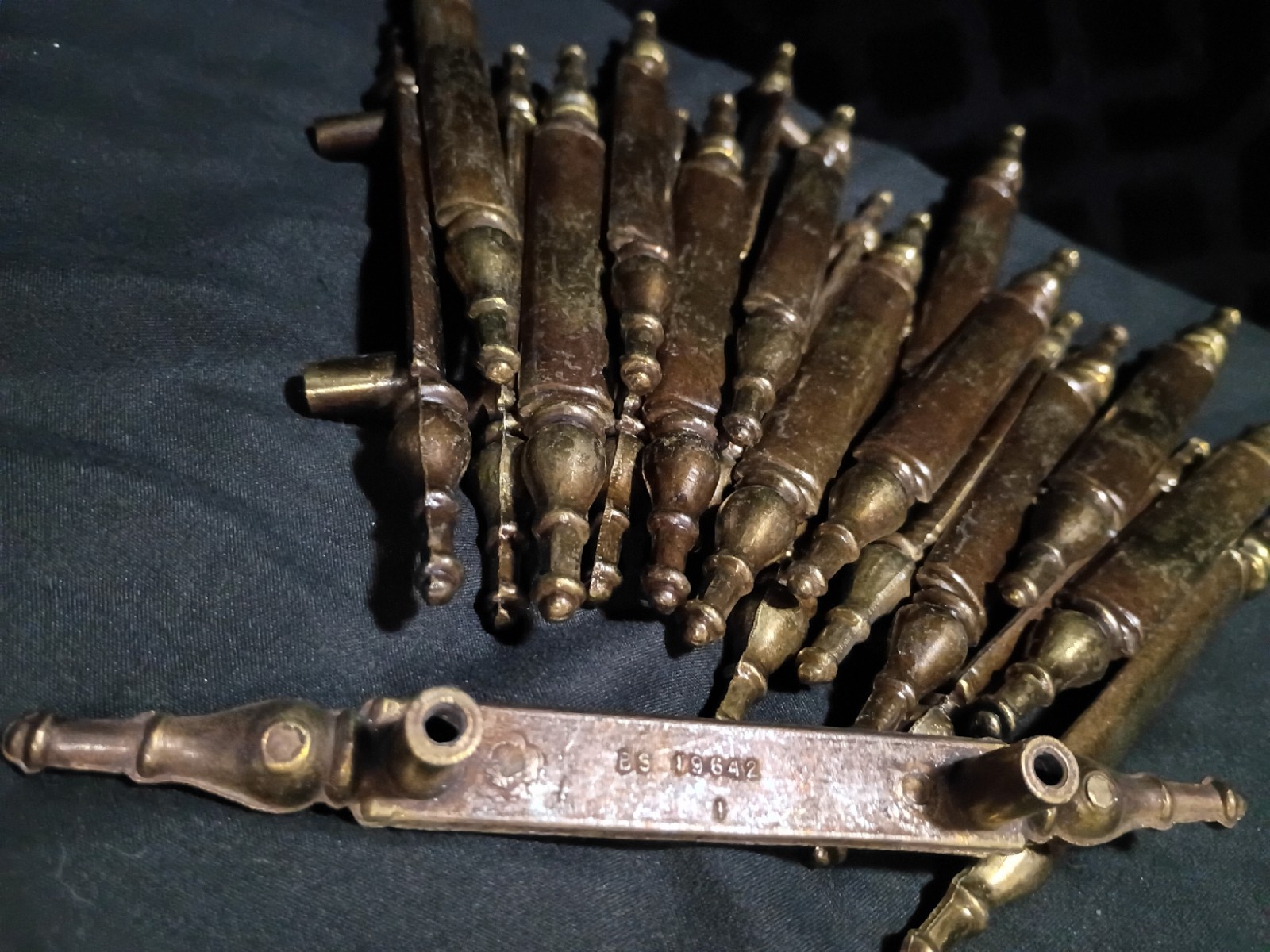 Vtg.Lot 22 Belwith Classic Spindle Antique Brass Fixed Drawer/Cabinet Pulls