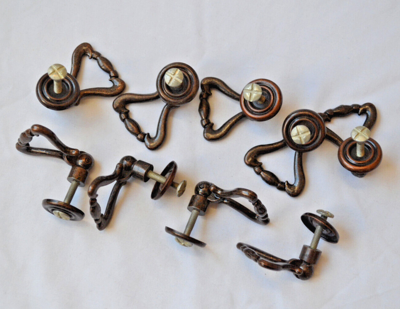Soviet Drawer Handles vintage Set 9x USSR Furniture fittings Cabinet Pulls Knobs