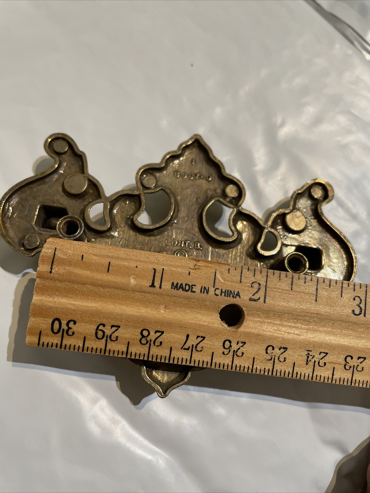 Vtg Cont B 1987 Drop Bail Drawer Pull Handle B9670 Shiny Brass 4” Center 2.5”