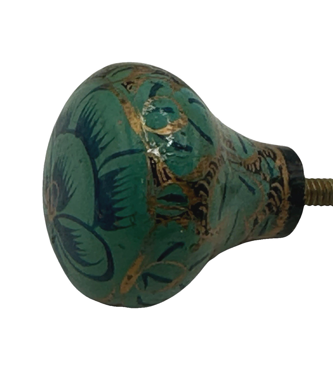 Floral BOHO Cabinet Knob single mount Hand Painted Drawer Pulls 1.5” Wood