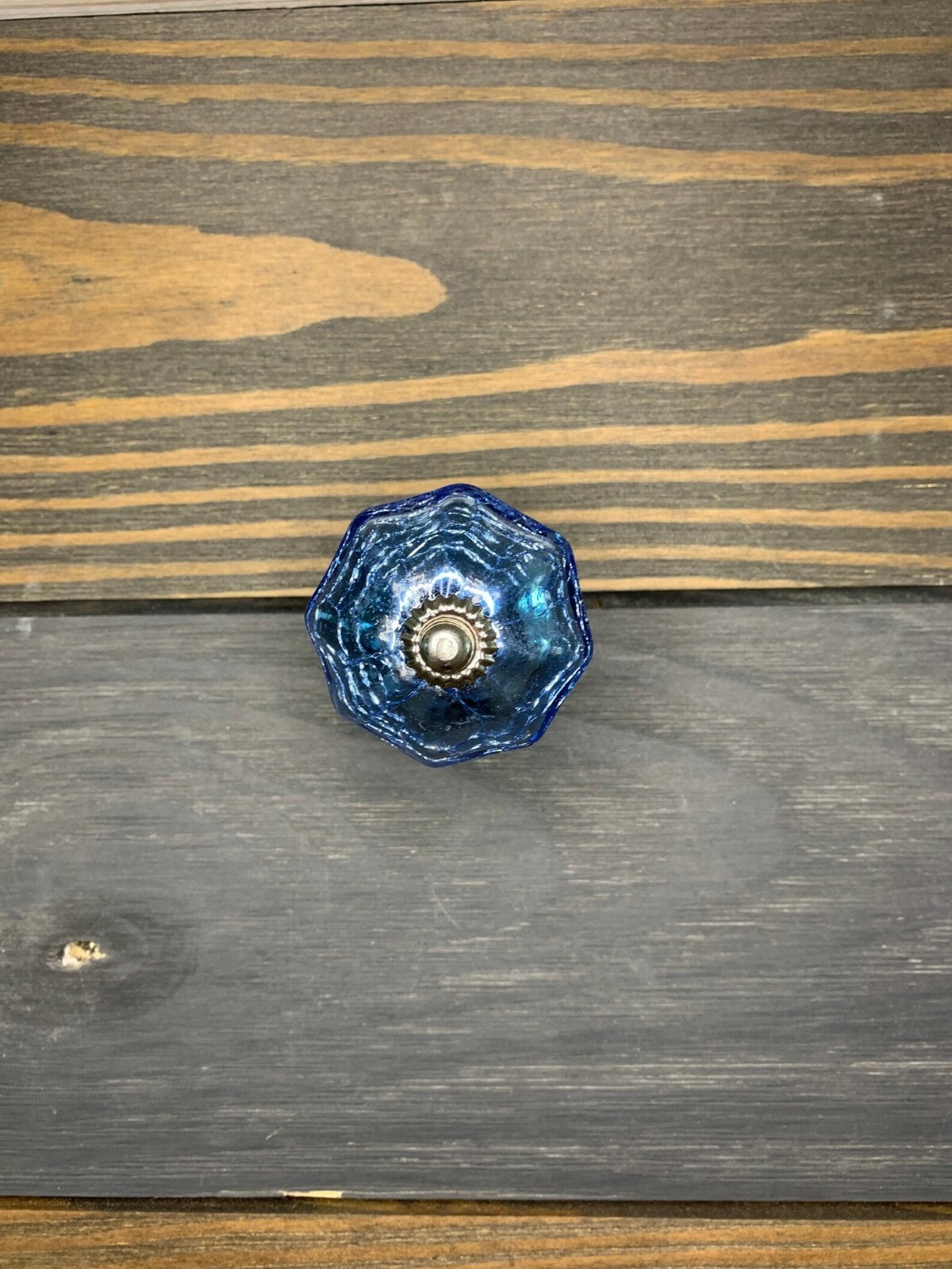 Antique Metal Drawer Pull Blue Glass Mercury Dresser Door Kitchen Knob