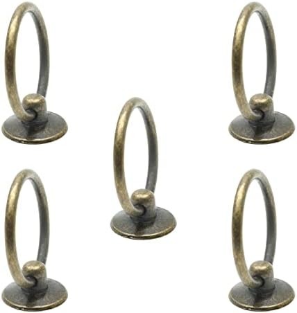 5Pcs 1″ x 2″ Bronze Ring Drawer Pulls | Vintage Cabinet Ring Handles, Drop Knobs