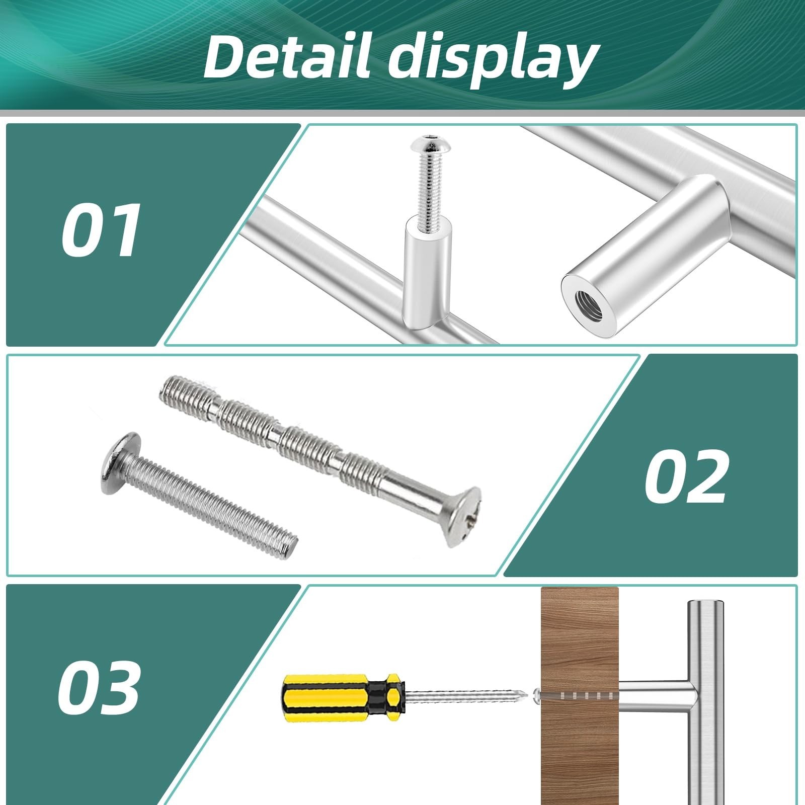10 Pack Kitchen Cabinet Handles Drawer Pulls Brushed Nickel Stainless Steel, …