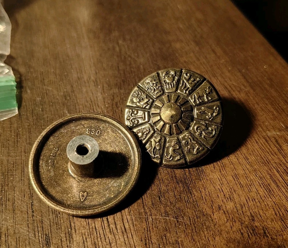 2 1-1/2in. Ajax Zodiac Knob Brass Vintage Mid Century Dresser Drawer Pull MCM