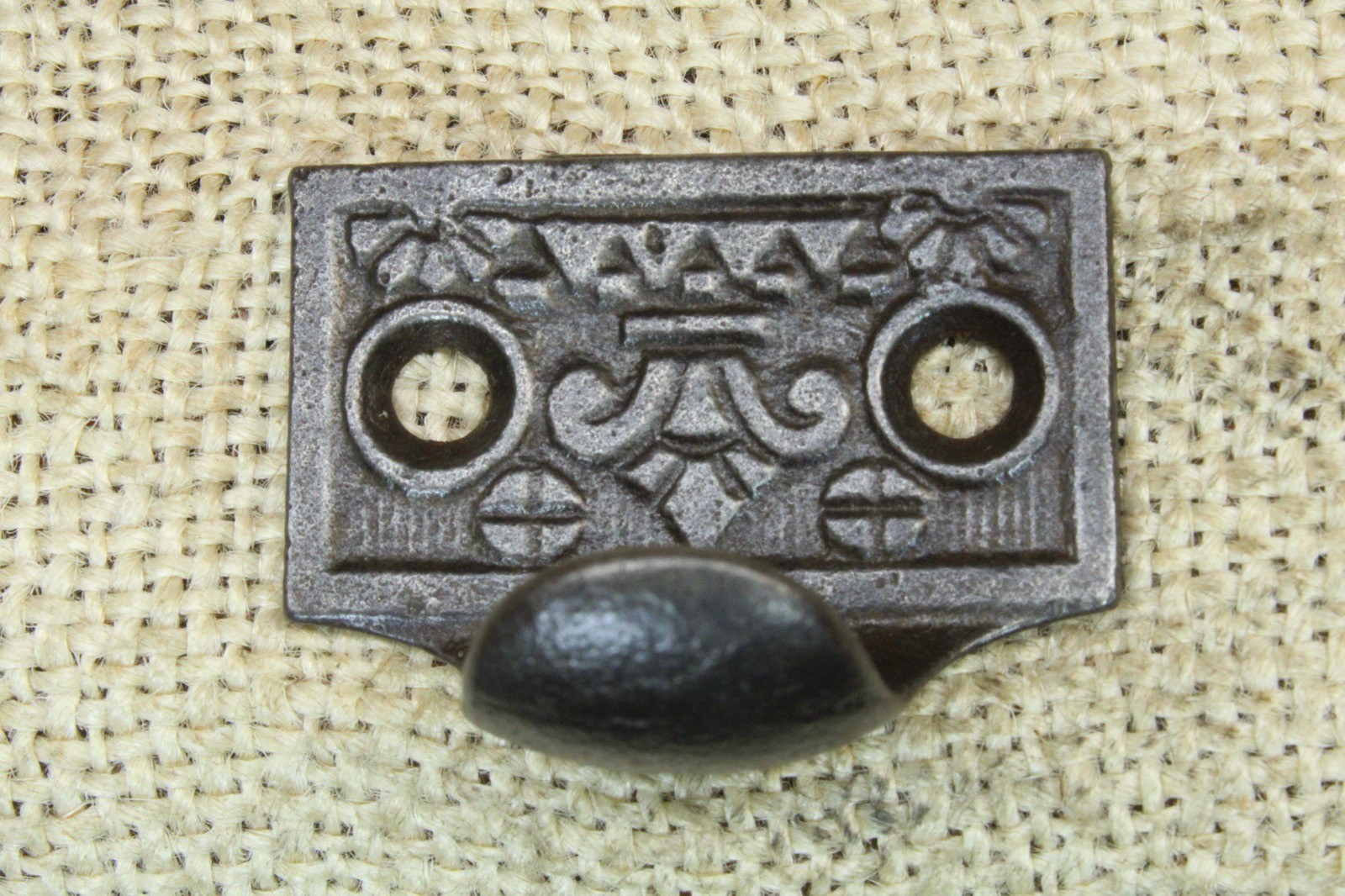 Old Window Sash Lift Pull Restored Iron Eastlake Fleur-de-lis Geometric Pattern