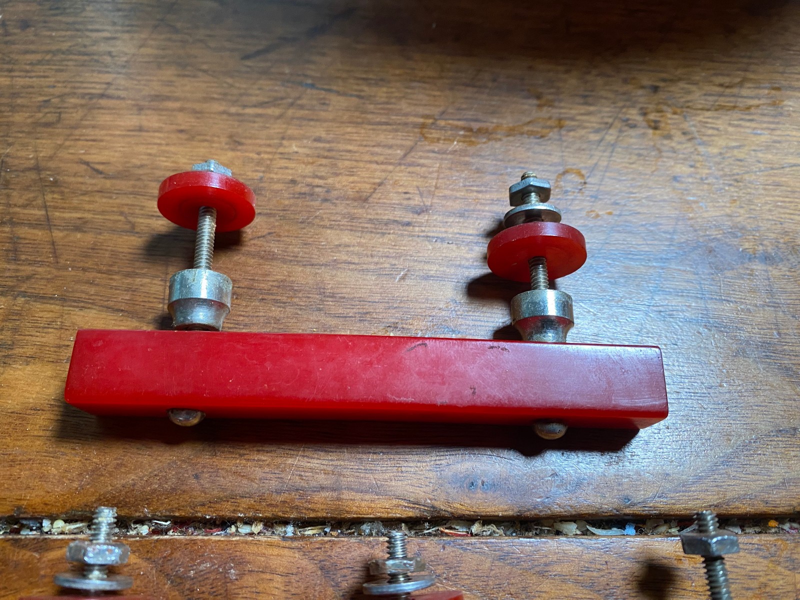 17 Red Bakelite Knobs & 1 Drawer Pull-4”x1/2”