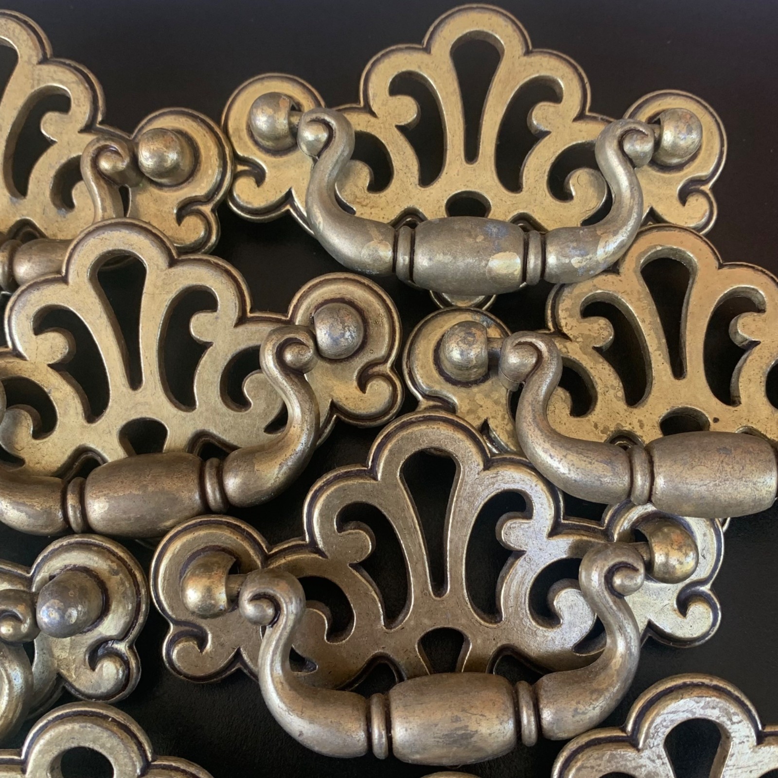 Vintage Brass Chippendale Drawer Pull Bail Hardware Drop Lot 12 Bat Salvage Gold