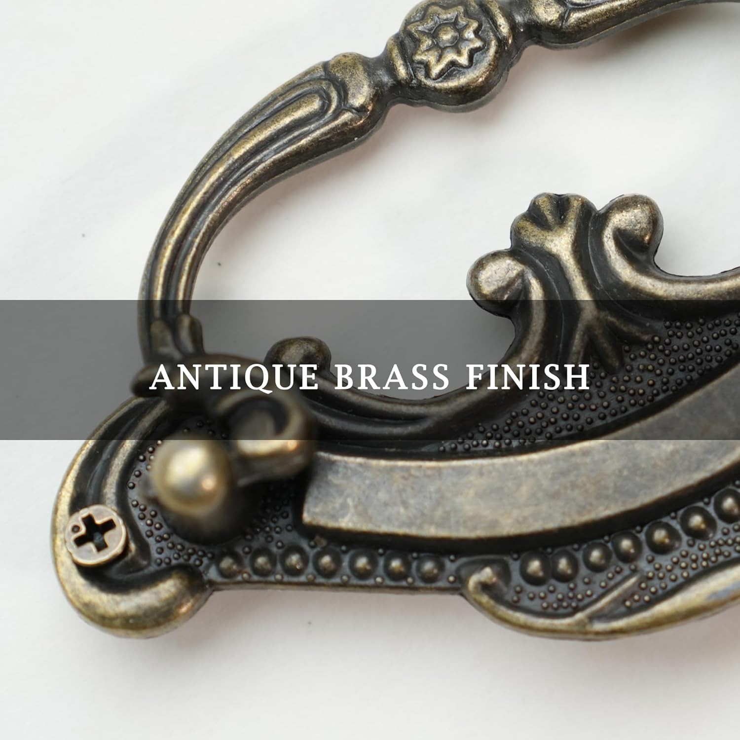 8 Pack Antique Bronze Baroque Style Drop Bail Drawer Pulls, 2 Inch Hole Center V