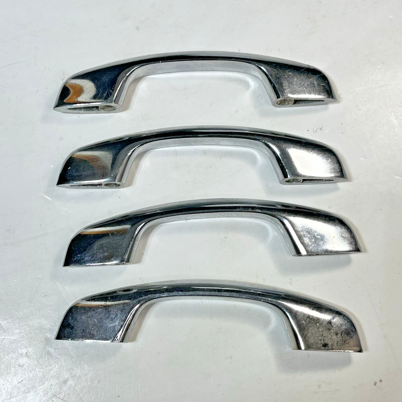 4 Vintage Chrome Drawer Cabinet Pulls Handles Retro MCM Art Deco 2.75 Center