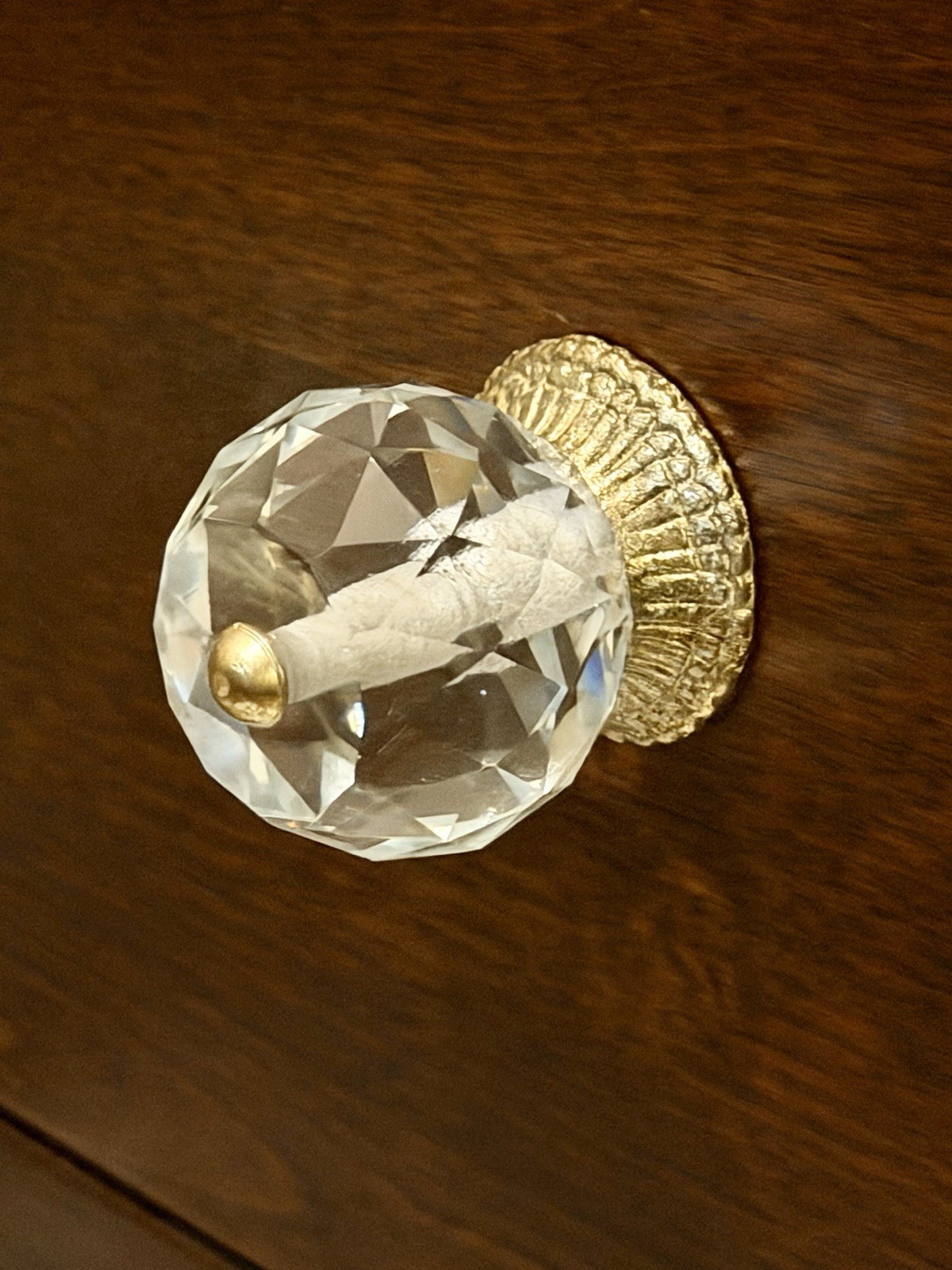 Clear Crystal Glass & Brass Drawer Pulls Vintage Style Cabinet Wardrobe Knobs