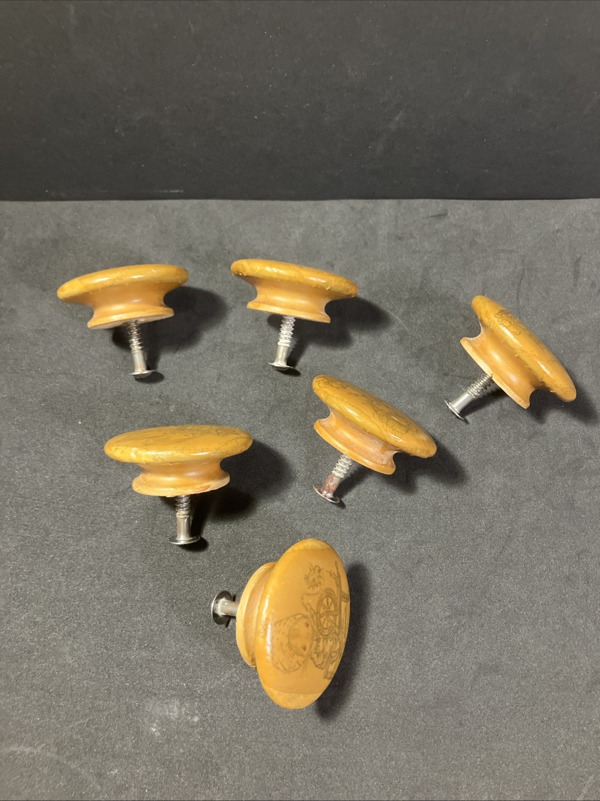 Vintage Lot Of 7 Drawer Pull Knob Solid Wood Betsy Clark