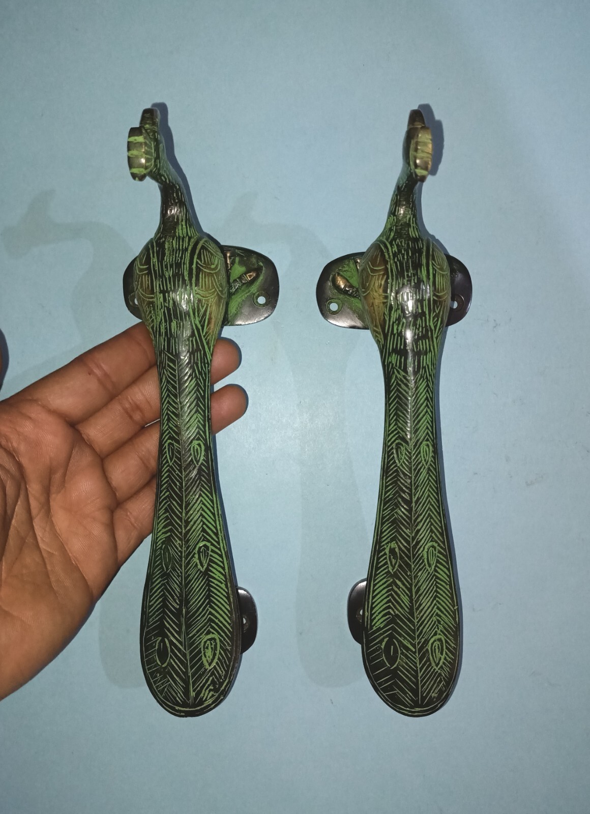 Bird Shape Door Pull Grip Victorian Brass Peacock Handle With Fingers Base HK503