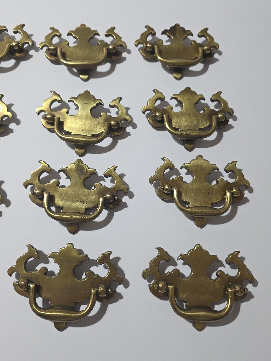 Vintage Lot of 16 Keeler Brass Co. #8650 Solid Brass Furniture Drawer Pulls 4″