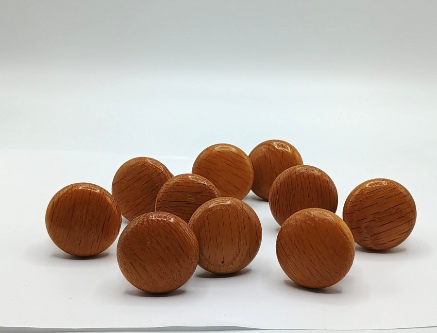 10 Vintage Round Wood Oak Mushroom Drawer Pull Knobs 1.5″