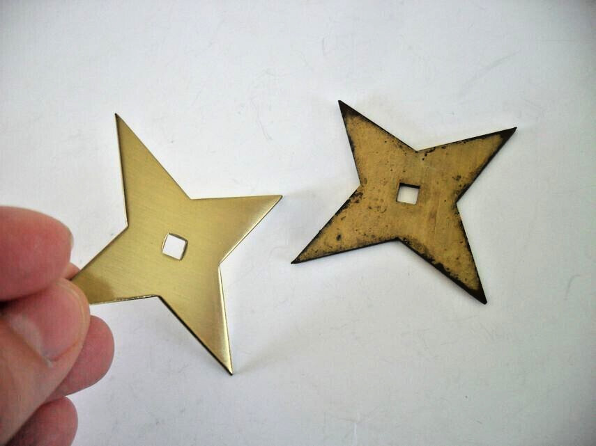Vintage Small 2-1/4″ Satin Brass Star Backplate for Drawer or Cabinet Knobs