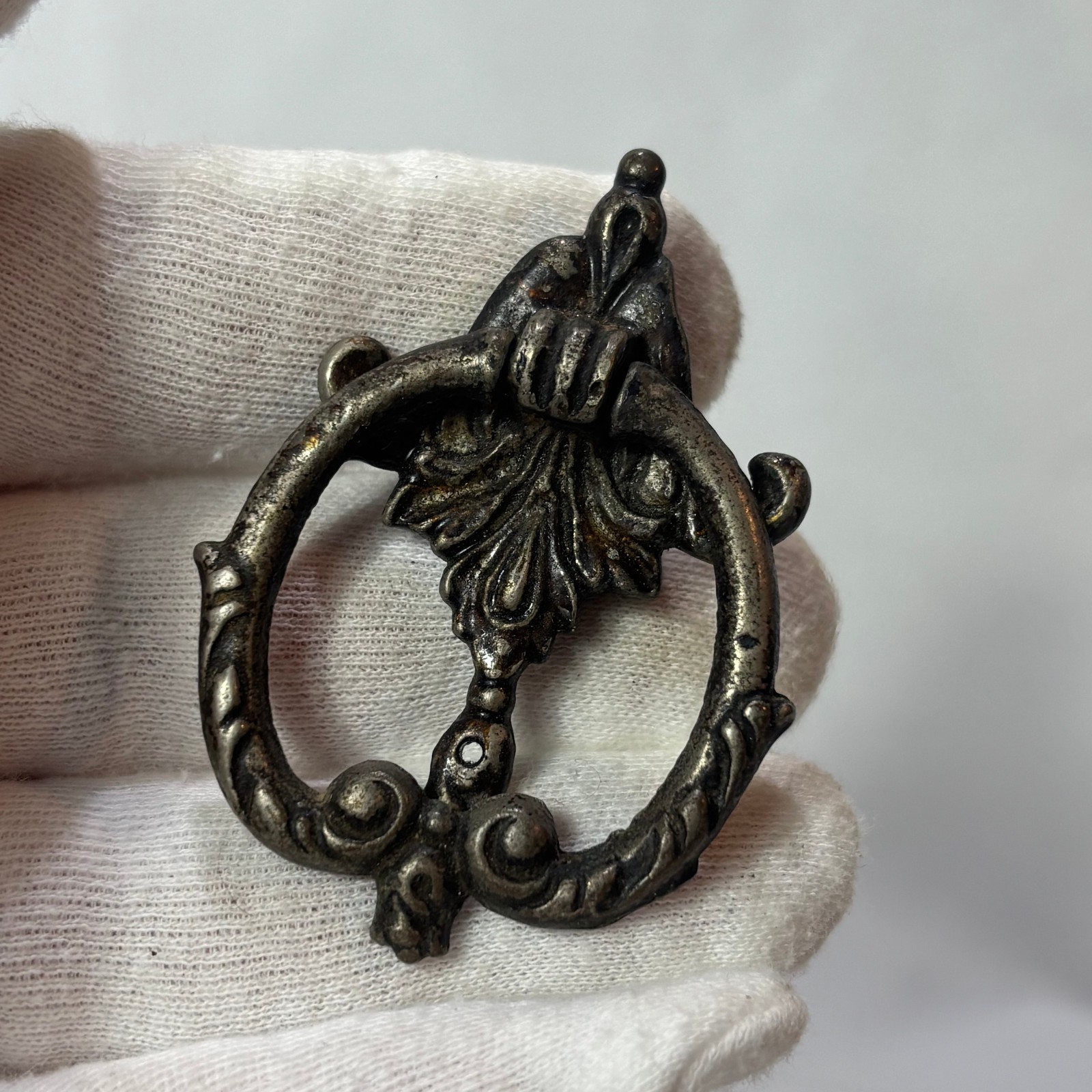 Antique French Provincial Drawer Pulls Victorian Bail Drop Silver Tone #2976