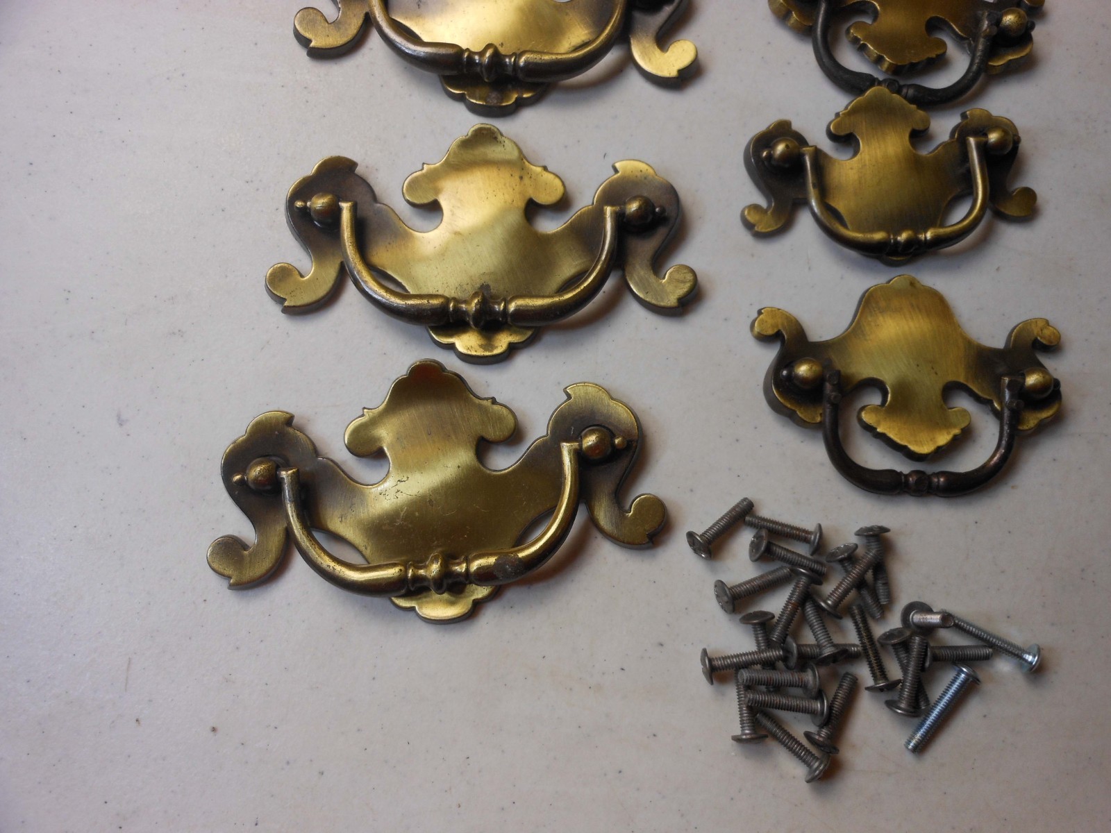12 Vintage Brass Chippendale Batwing Bail Drawer Pull Handles