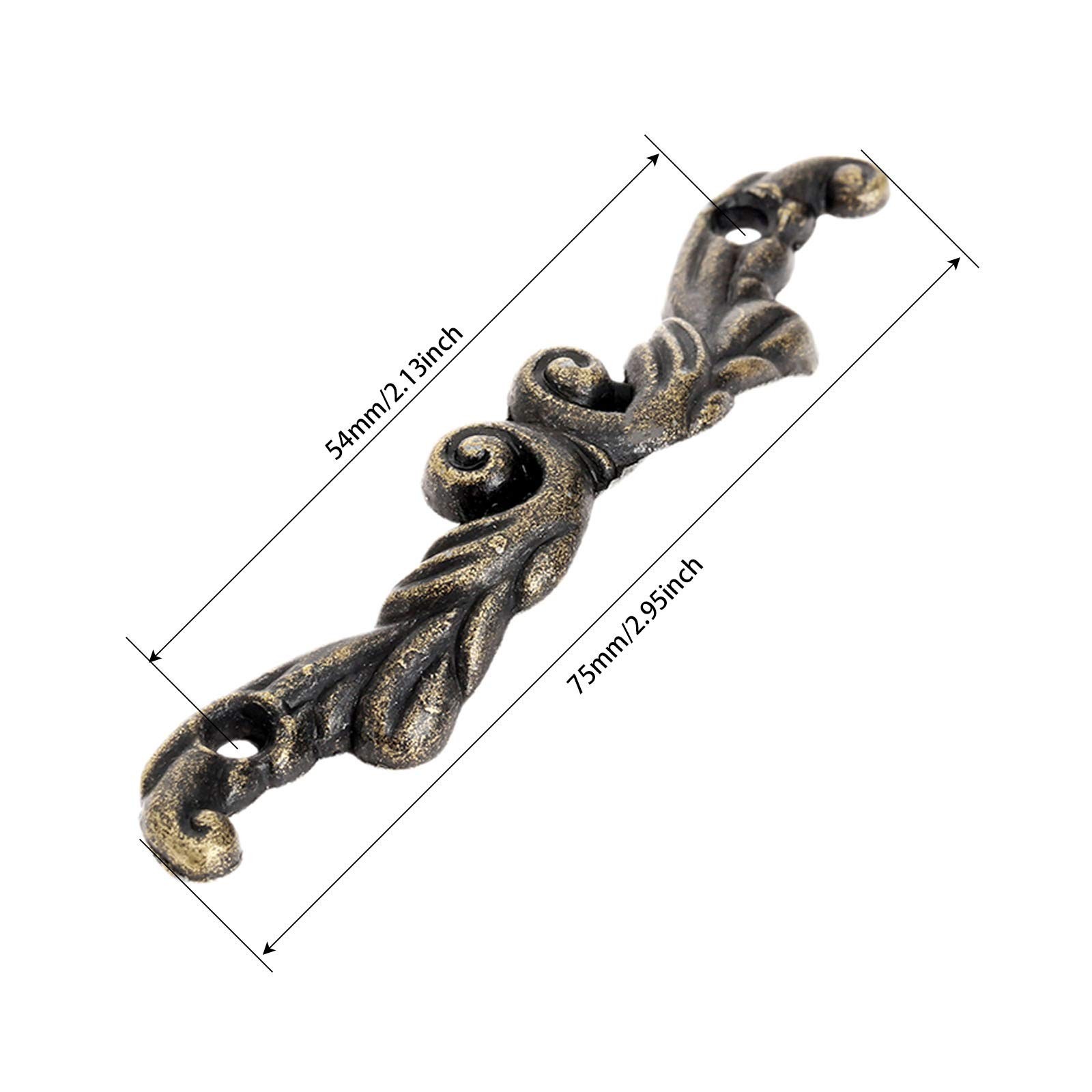 Drawer Pull 10 Pack Zinc Alloy Antique Brass Vintage Decorative 75mm Jewelry Box