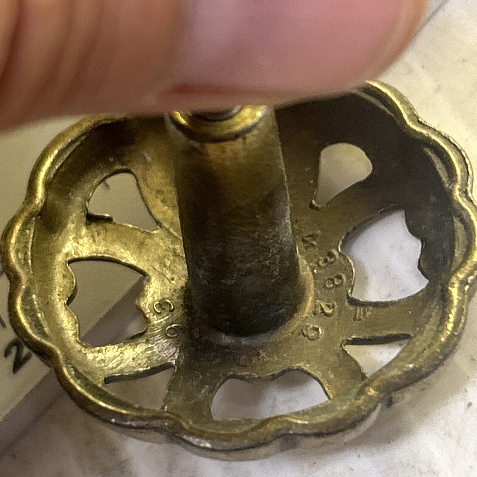 vintage MCM brass metal drawer pull. KBC 1993 43829