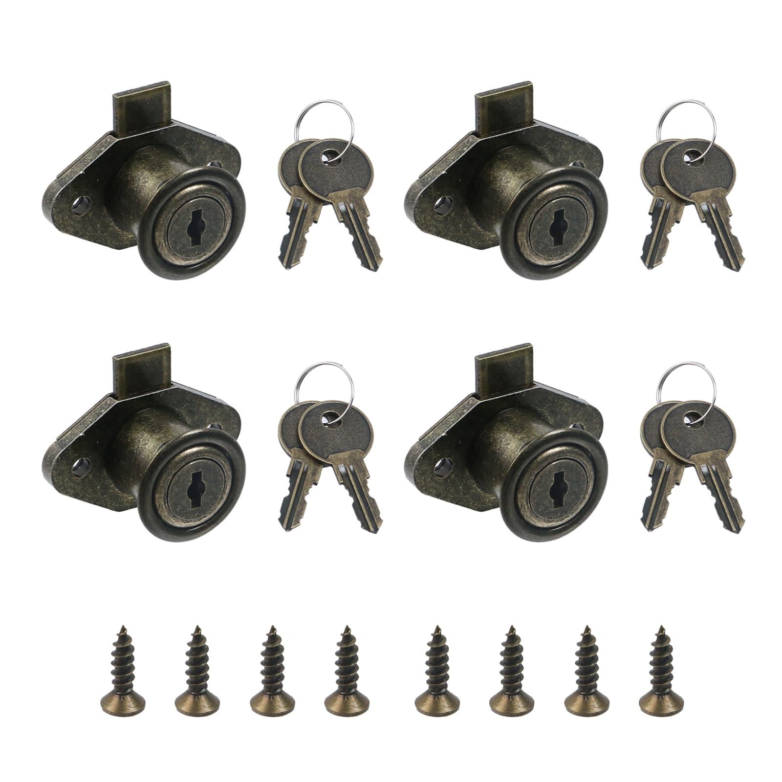 Antique Bronze Desk Cabinet Lock with Keys – 4 Pack Drawer Security Locks