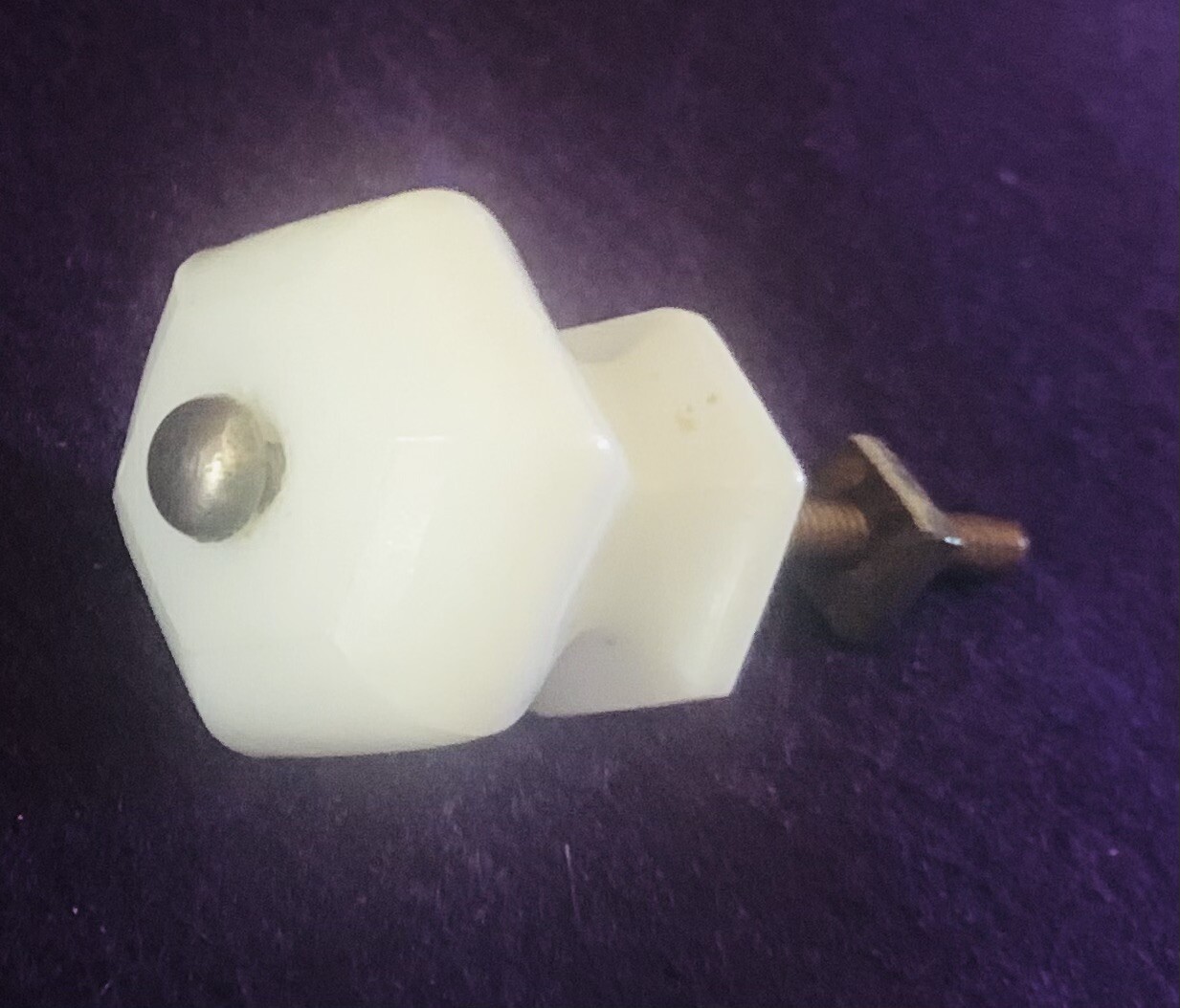 1.25” Antique Hardware Drawer Pull Cabinet Knob hexagon Porcelain milk glass