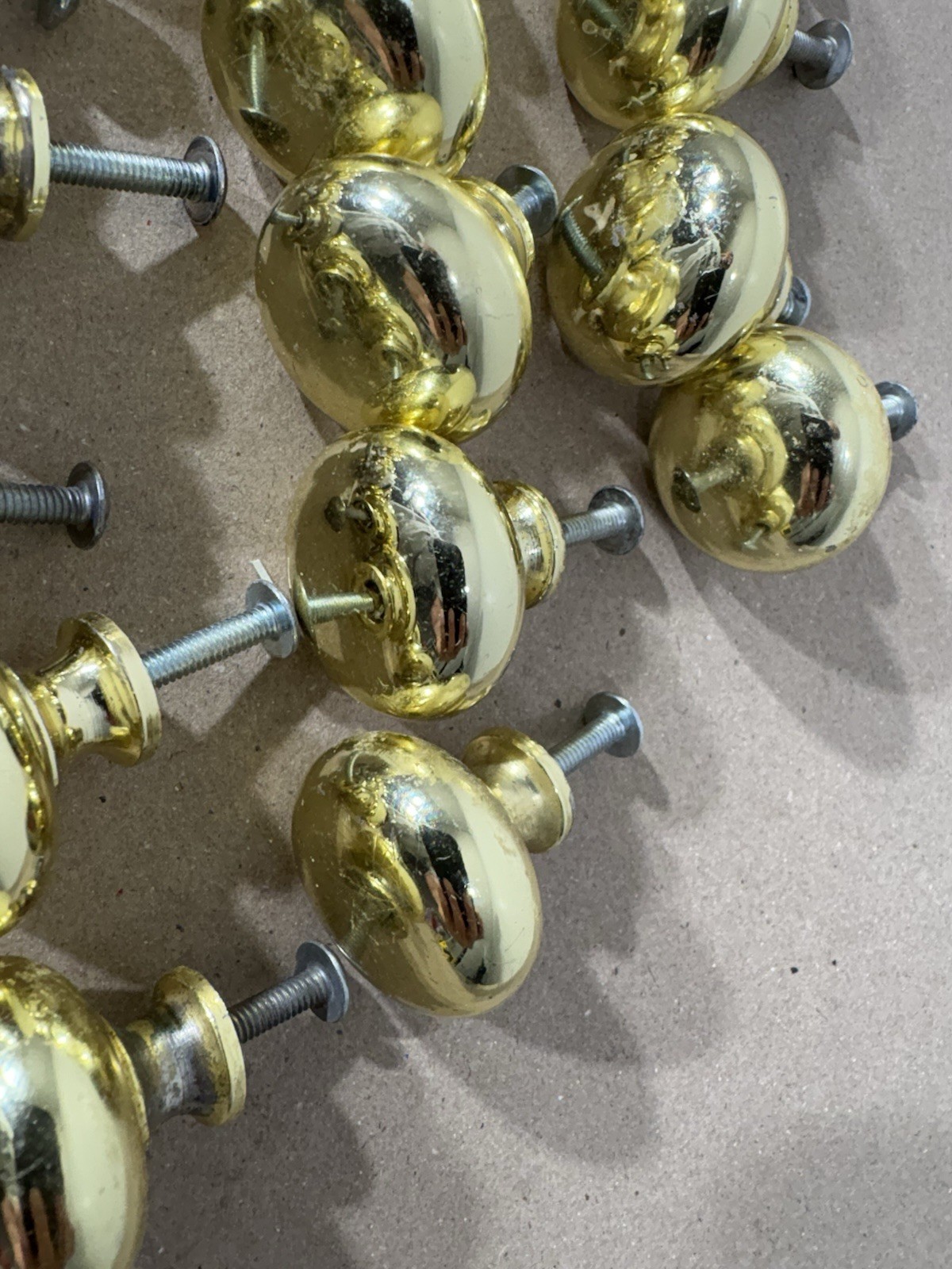 Vintage Brass Door Drawer Cabinet 1” Heavy Round Knob Lot W/Screws Furniture