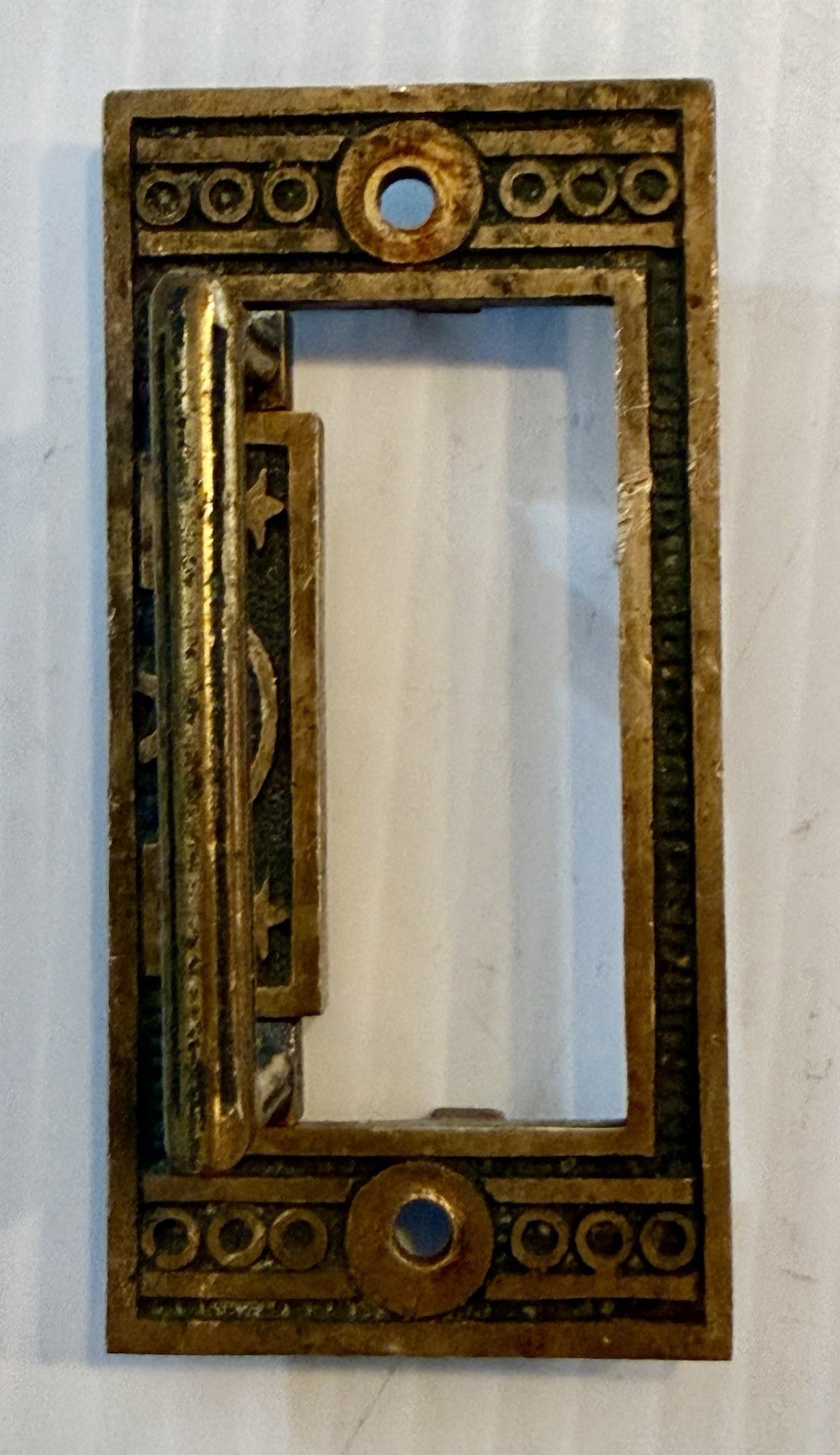 Antique 1890s Eastlake Solid Brass Pocket Door Pull Recessed Handle No Backplate