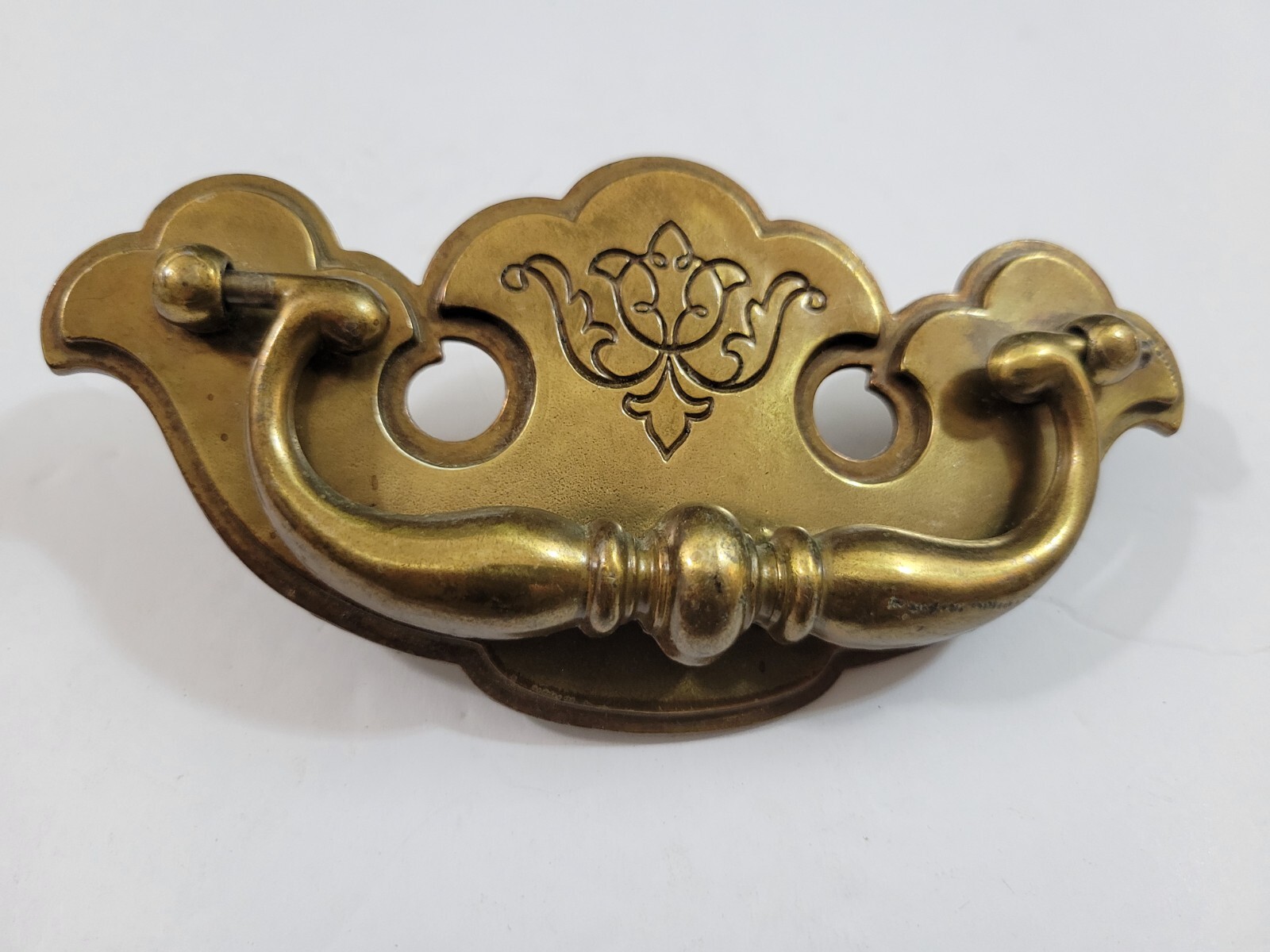 2 Keeler Brass Chippendale Style Brass Bail Drop Drawer Pulls | As Is