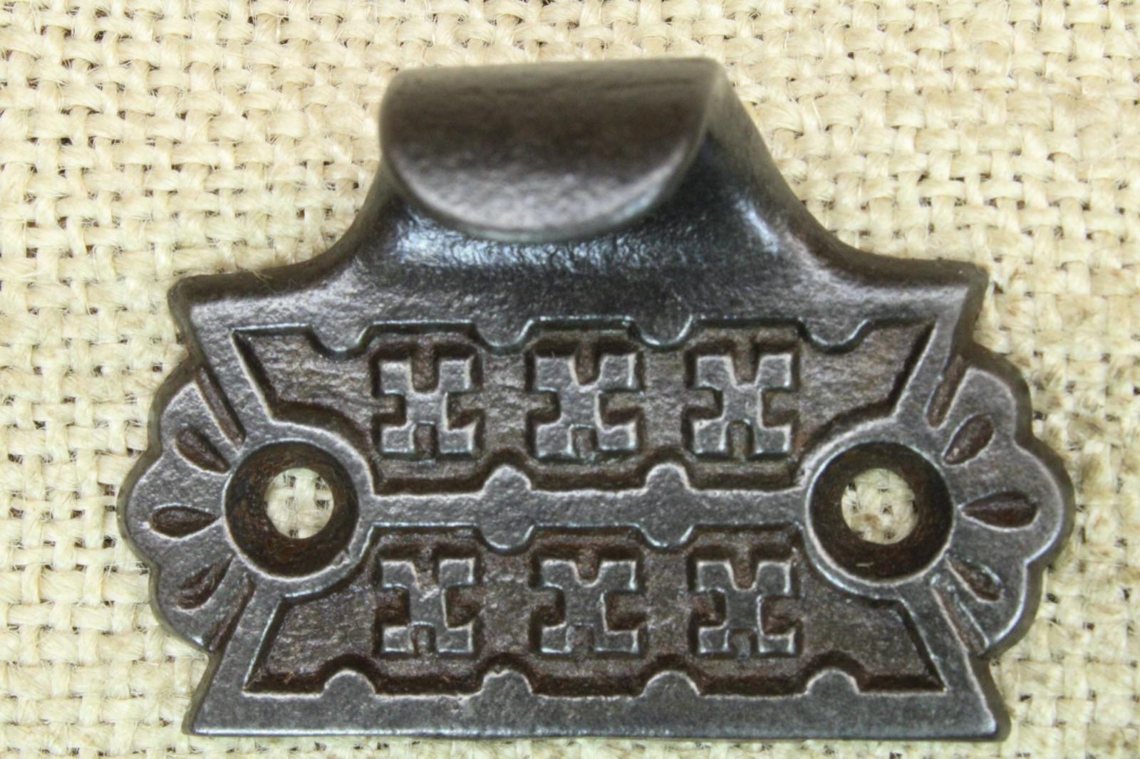 Old Window Sash Lift Pull Restored Cast Iron Eastlake Geometric X Flower Pattern