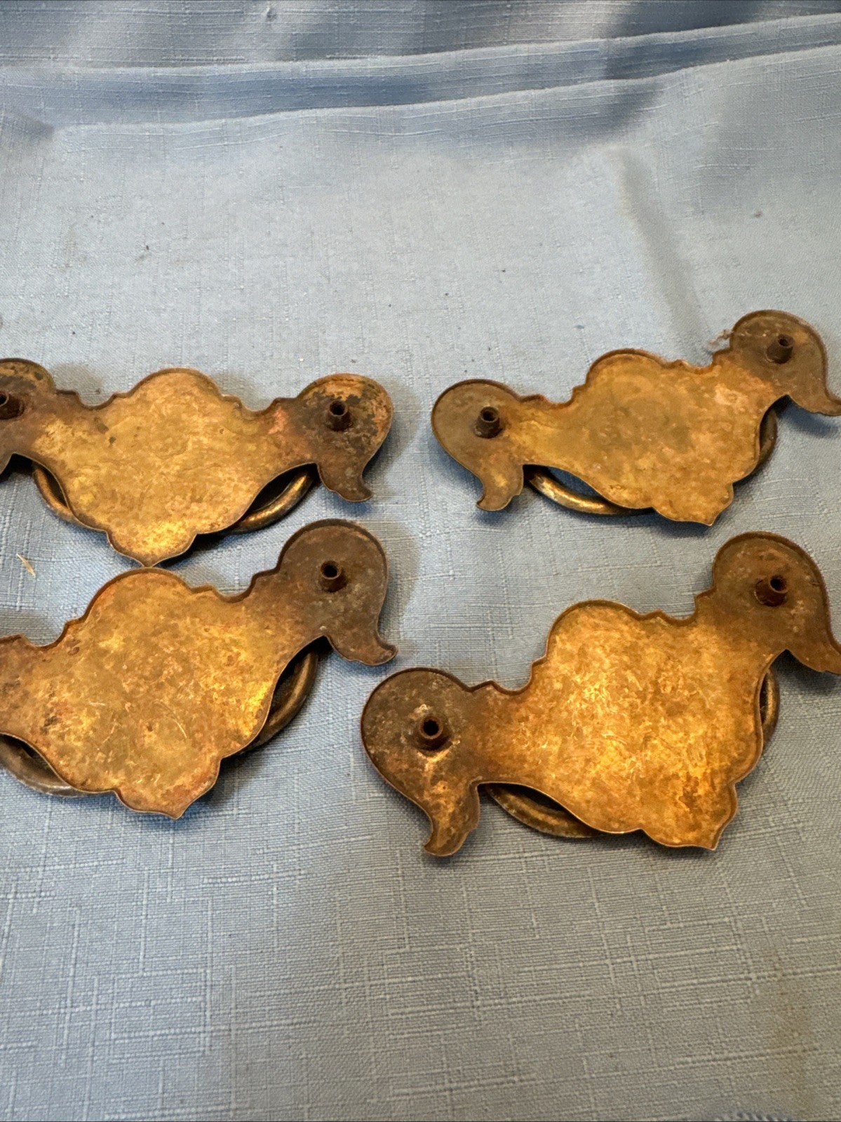 Brass Drawer Pull Chippendale Batwing Drop Pull Flowers Vtg 4.5″